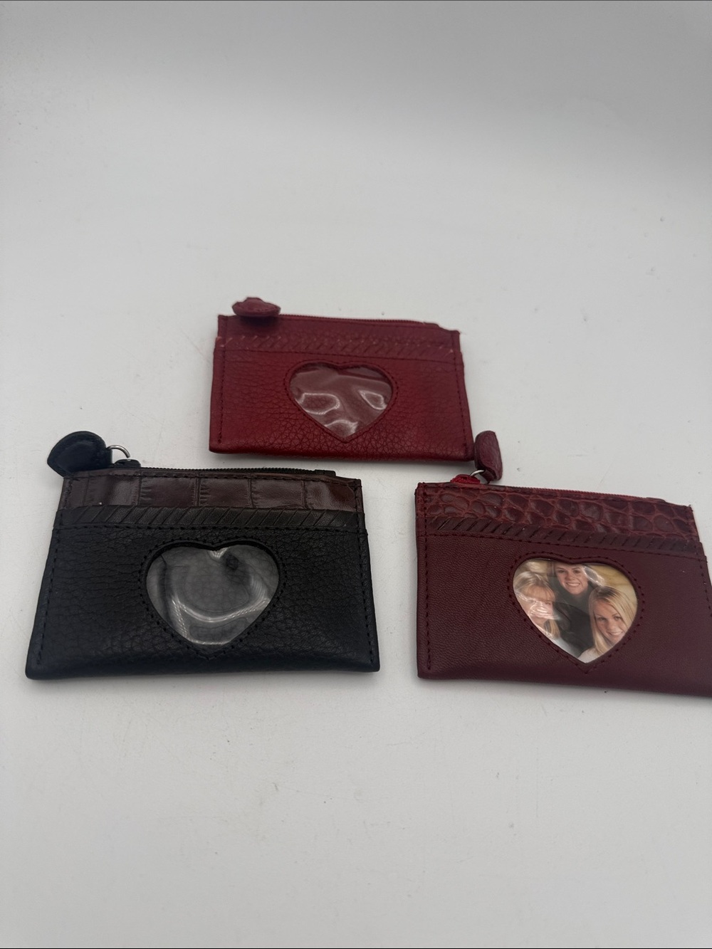 Set of 3 Brighton pebbled leather card ID holders mini wallet coin